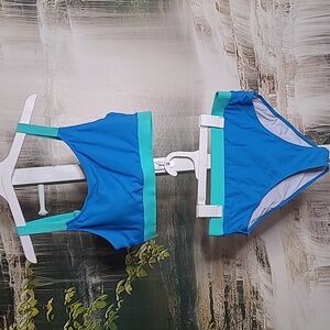 New with tags! Jolefille Womens Large blue and teal 2 piece bikini swim suit